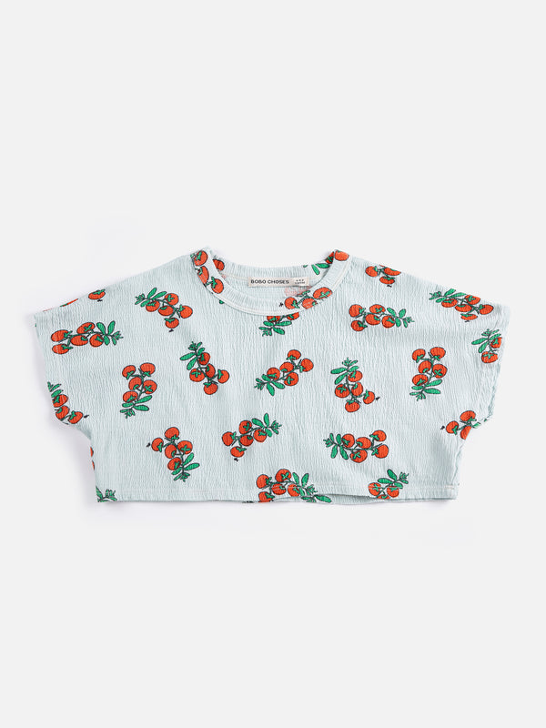 Juicy Tomatoes All Over Cropped T-Shirt (Light Blue)