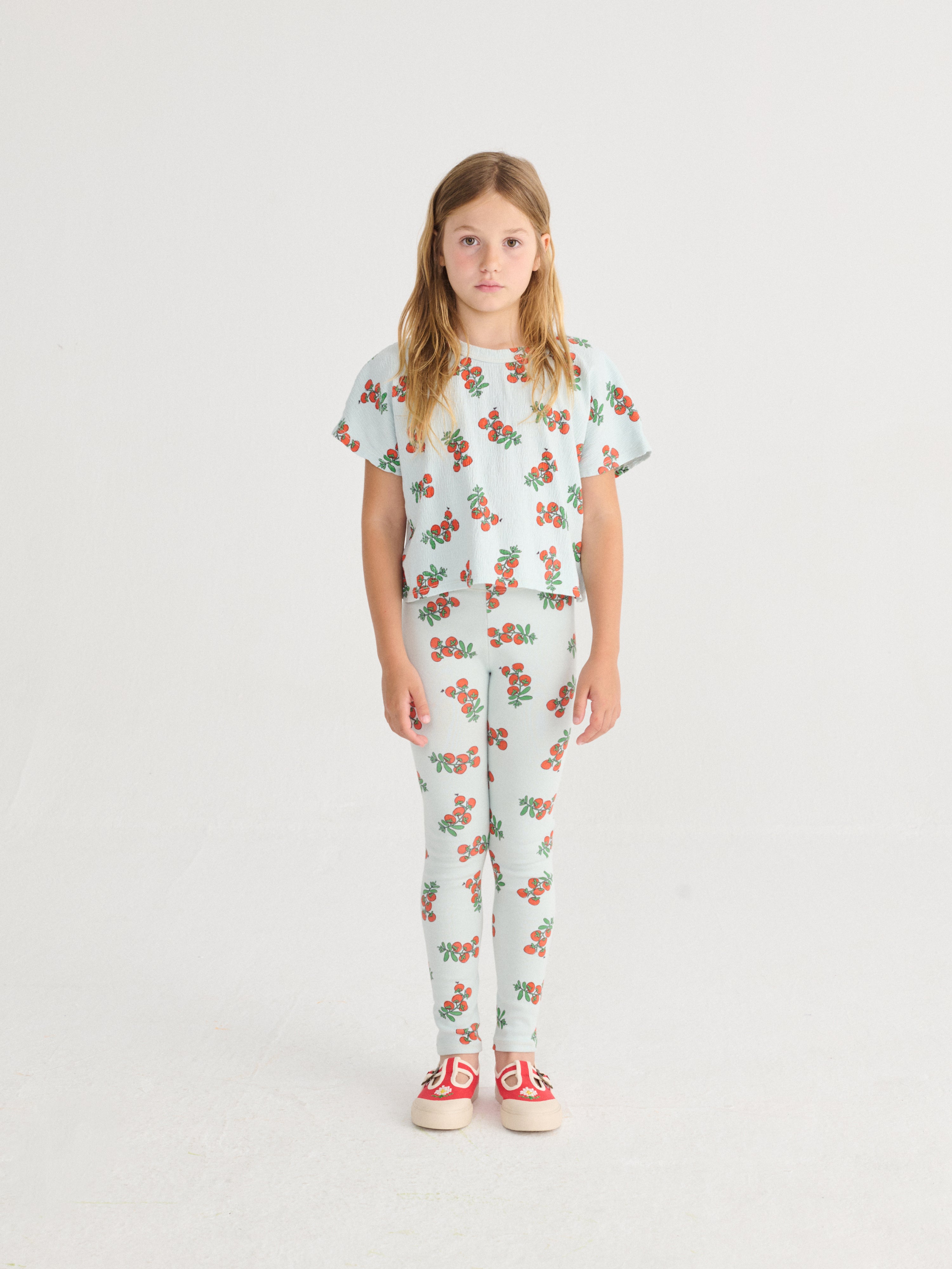 Juicy Tomatoes All Over Cropped T-Shirt (Light Blue)