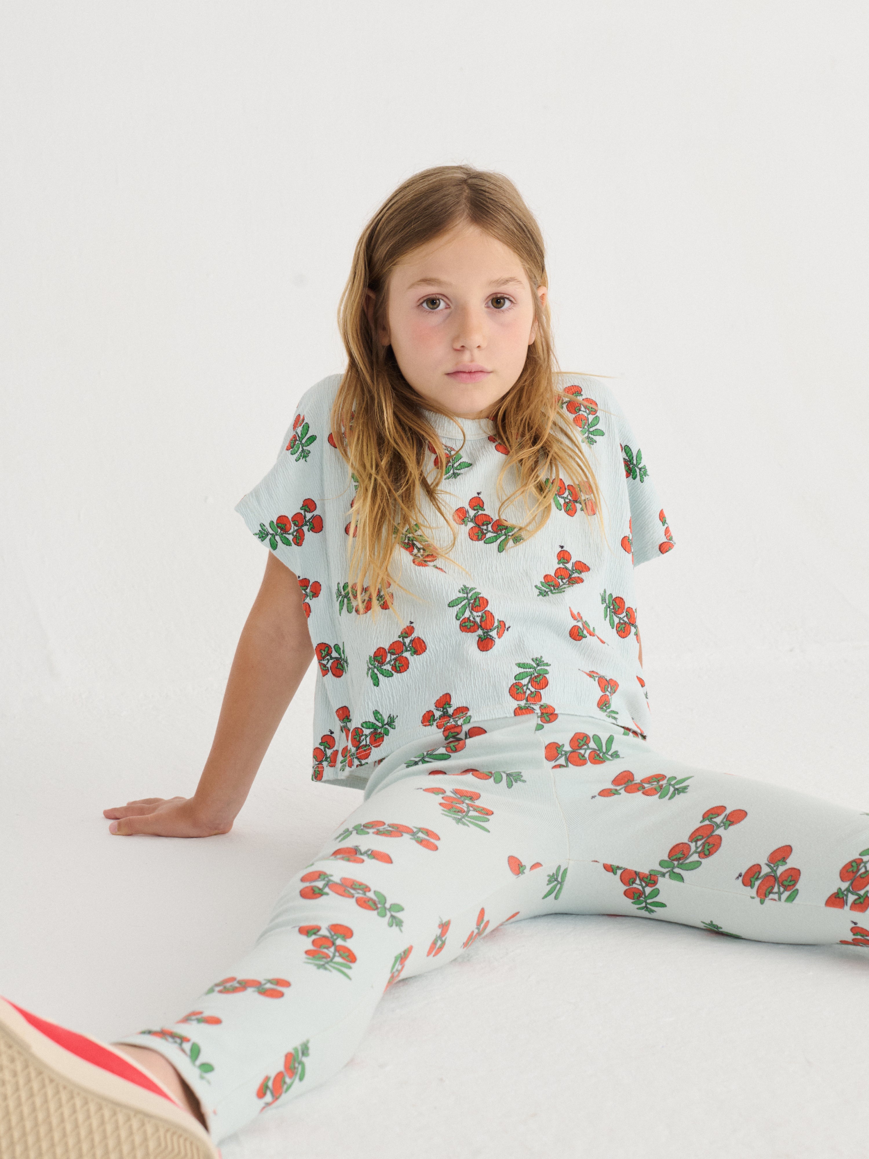 Juicy Tomatoes All Over Cropped T-Shirt (Light Blue)