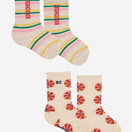 Long Baby Socks Two Pack (Kaleidoscope All Over, Stripes)