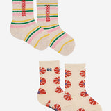 Long Baby Socks Two Pack (Kaleidoscope All Over, Stripes)