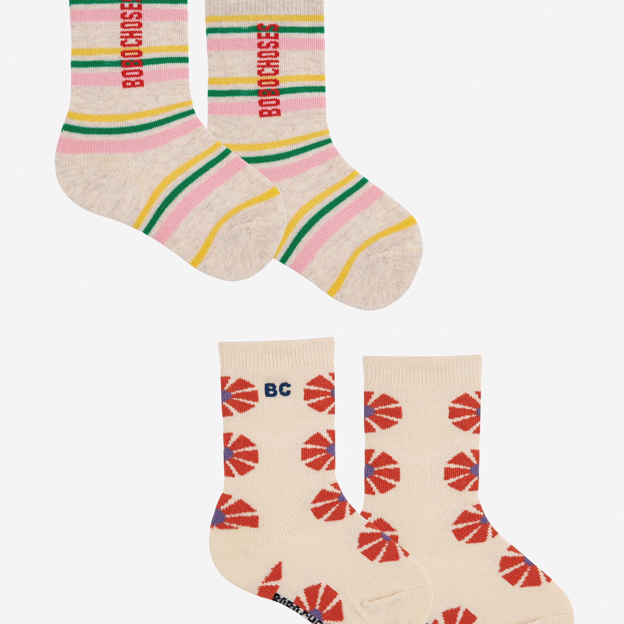 Long Baby Socks Two Pack (Kaleidoscope All Over, Stripes)