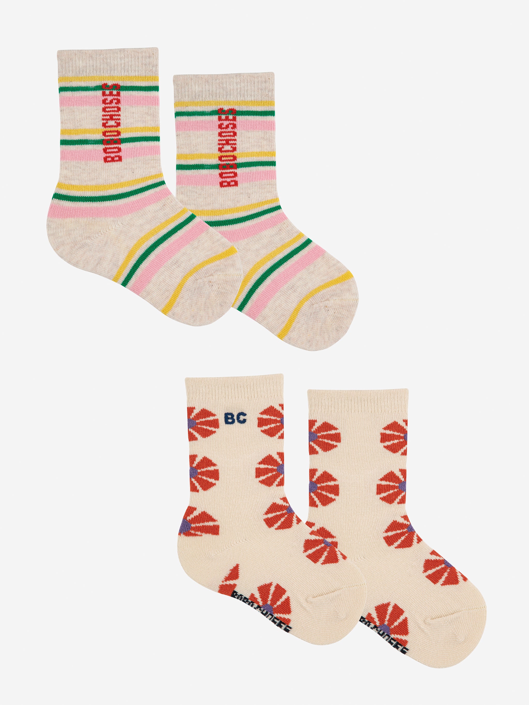 Long Baby Socks Two Pack (Kaleidoscope All Over, Stripes)