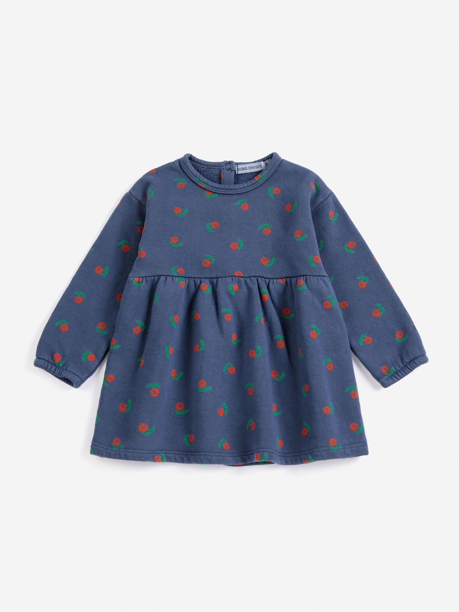 Stamp Bloom All Over Fleece Dress (Navy Blue)