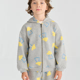 Pixel Abduction All Over Zipped Hoodie (Light Heather Grey)