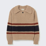 Striped Polo Sweater (Stone)