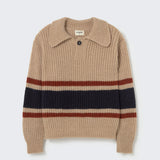 Striped Polo Sweater (Stone)