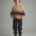 Striped Polo Sweater (Stone)