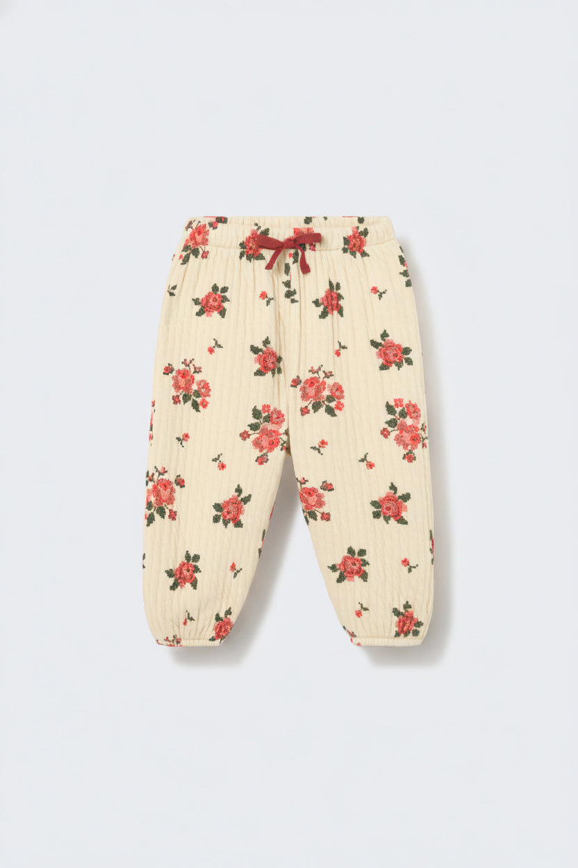 Quilted Floral Baby Pants (Ivory)