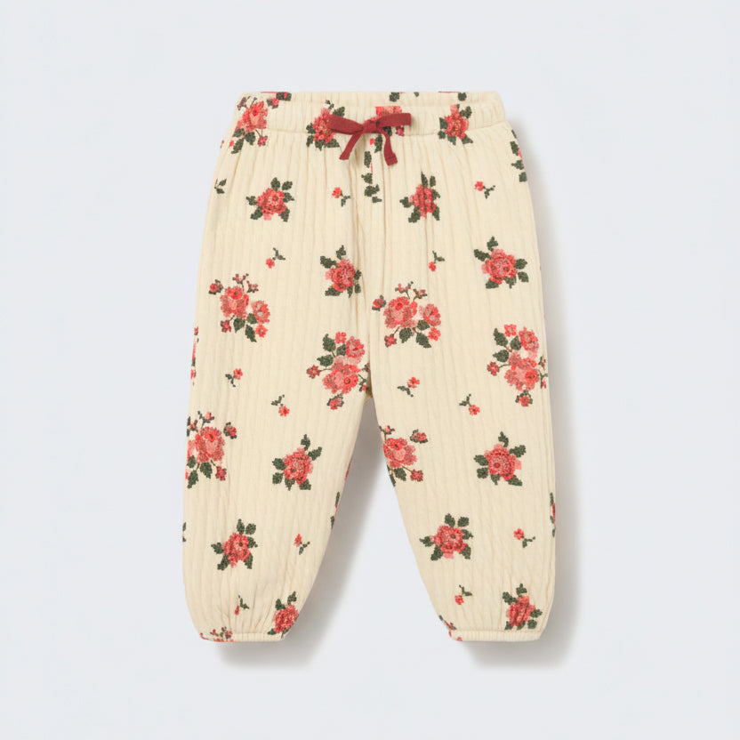 Quilted Floral Baby Pants (Ivory)