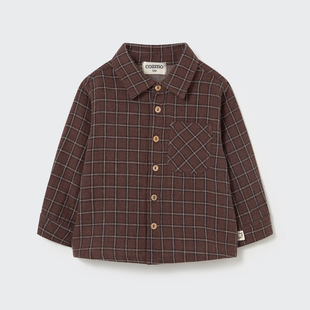 Baby Boys Plaid Shirt (Brown)