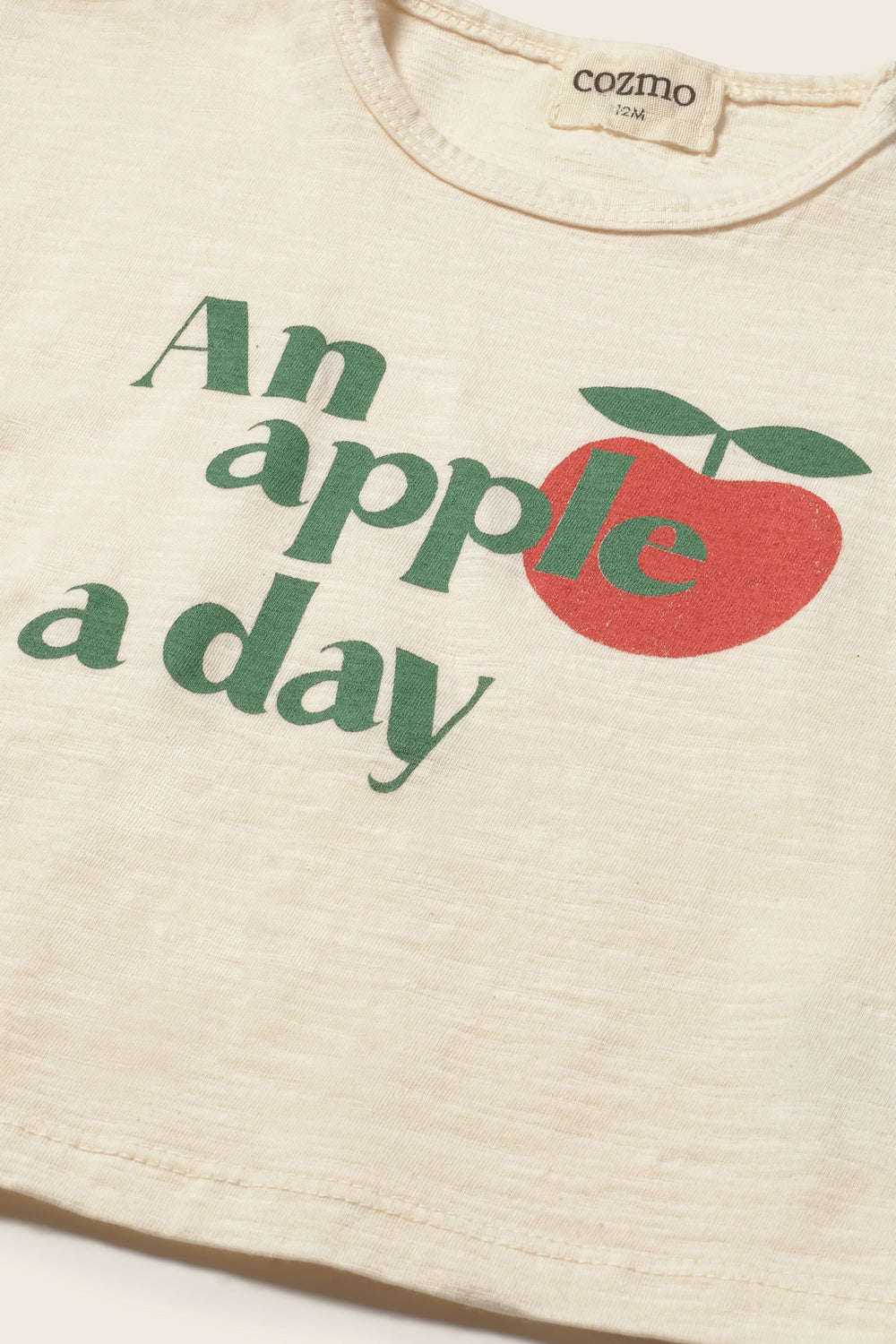 Soft Slub Cotton Print T- Shirt Apple (Ivory)