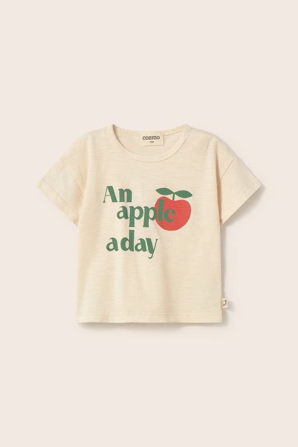 Soft Slub Cotton Print T- Shirt Apple (Ivory)