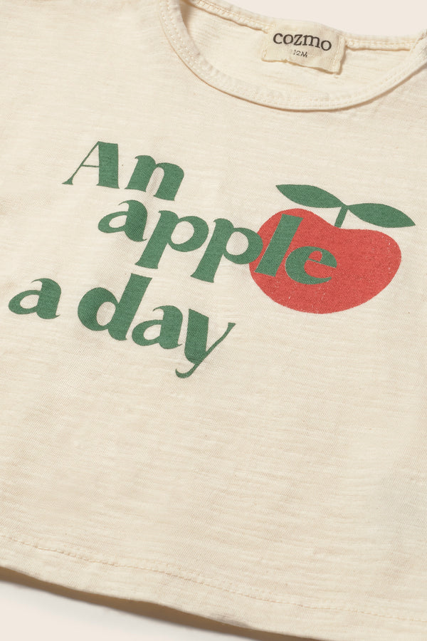 Soft Slub Cotton Print T- Shirt Apple (Ivory)
