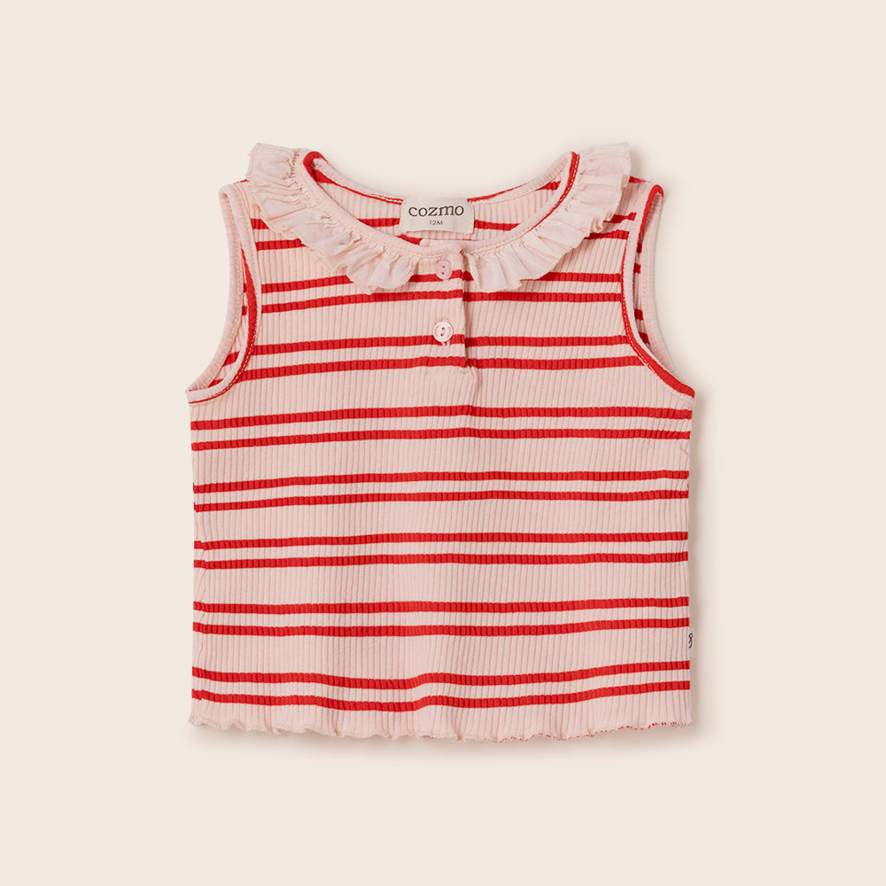 Double Stripes Rib T-Shirt (Cloud Pink)
