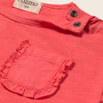 Soft Slub Cotton Ruffle Pocket T-Shirt (Tomato)
