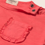 Soft Slub Cotton Ruffle Pocket T-Shirt (Tomato)