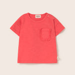 Soft Slub Cotton Ruffle Pocket T-Shirt (Tomato)