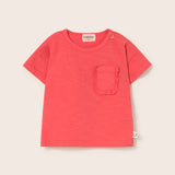 Soft Slub Cotton Ruffle Pocket T-Shirt (Tomato)