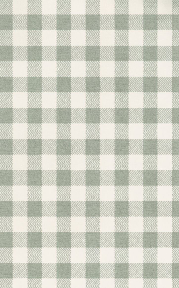 Green gingham fabric representing the ethically sourced goods at Broomtail