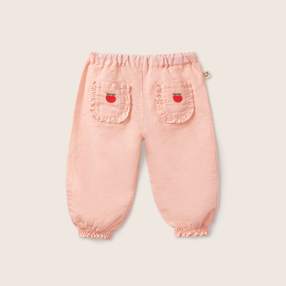 Cotton Linen Ruffle Pants (Cloud Pink)