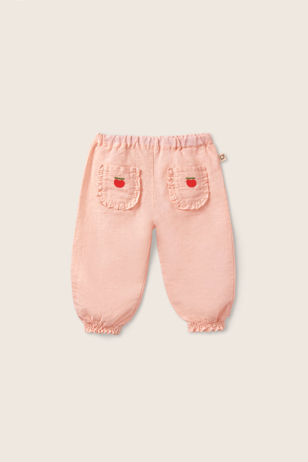 Cotton Linen Ruffle Pants (Cloud Pink)