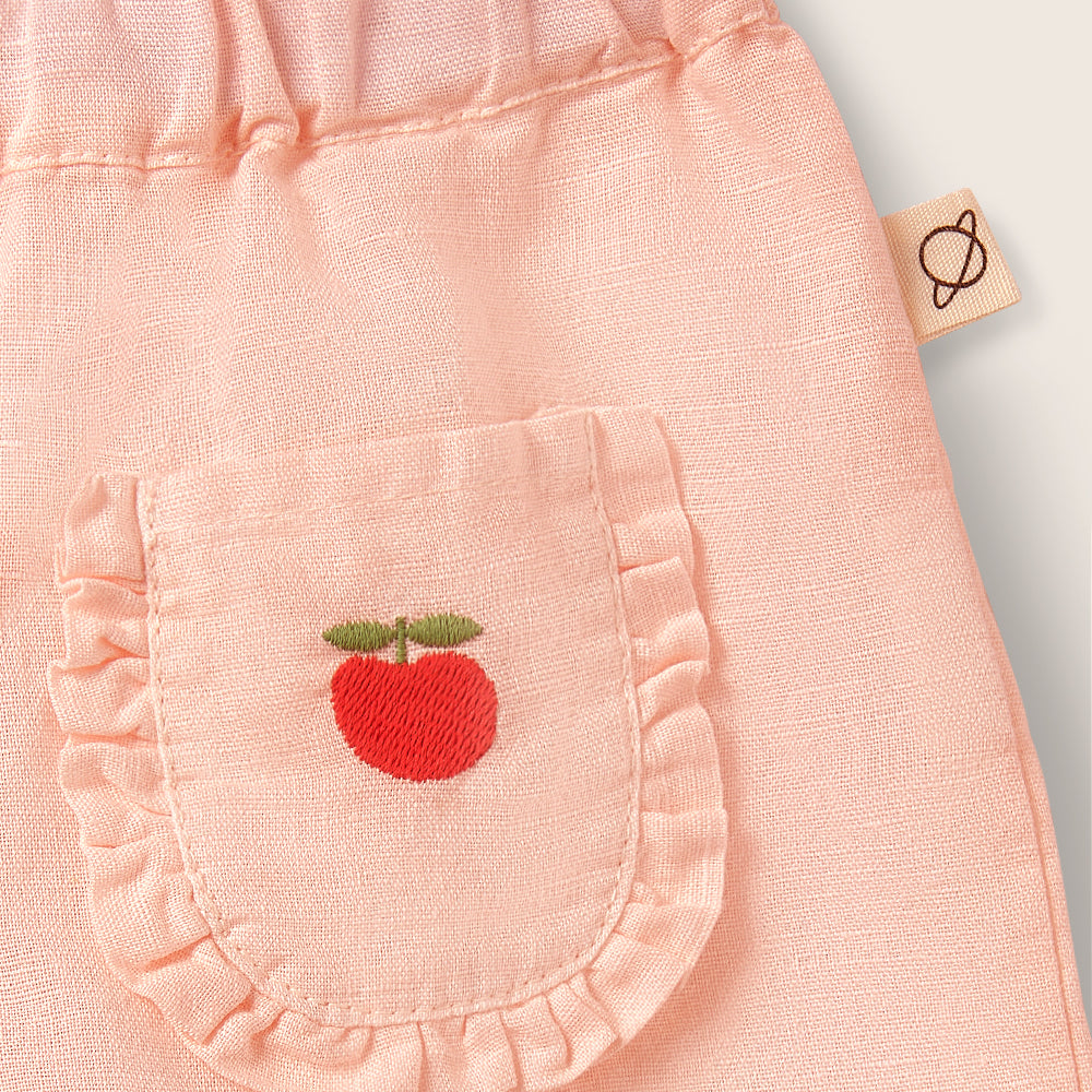 Cotton Linen Ruffle Pants (Cloud Pink)