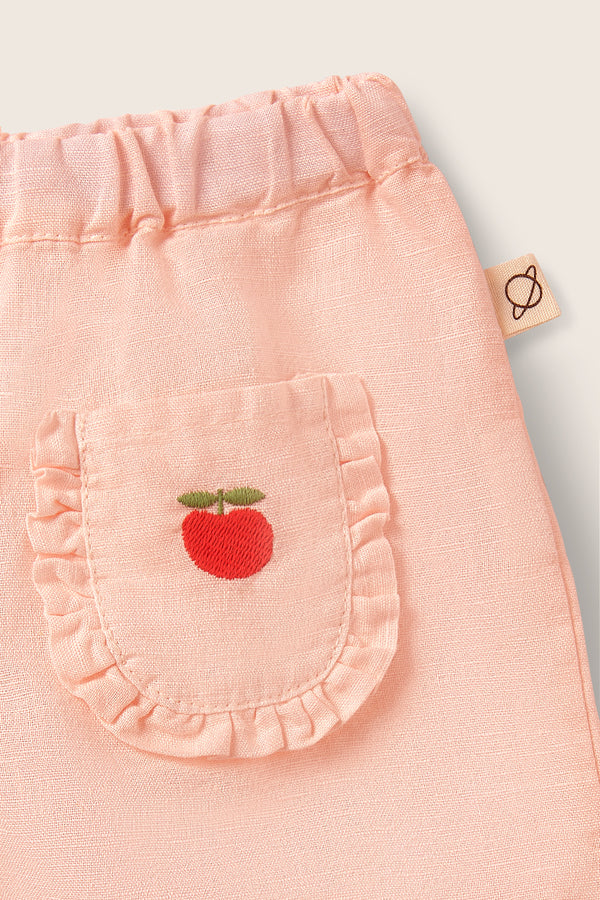 Cotton Linen Ruffle Pants (Cloud Pink)