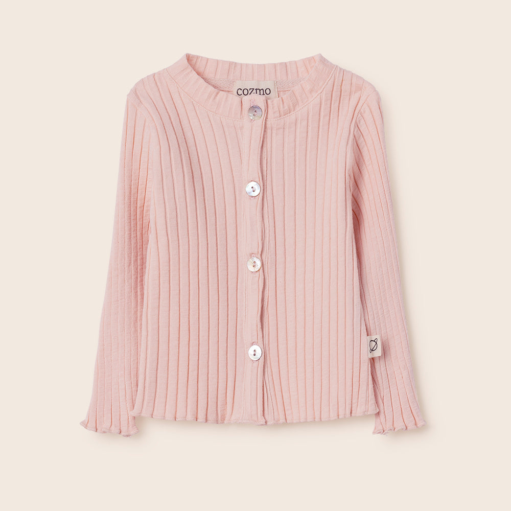 Soft Rib Cotton Cardigan (Cloud Pink)