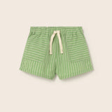 Striped Linen-Look Cotton Shorts (Green)