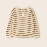 Double-Faced Striped Cotton Long Sleeves Sweatshirt (Sand)