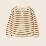 Double-Faced Striped Cotton Long Sleeves Sweatshirt (Sand)