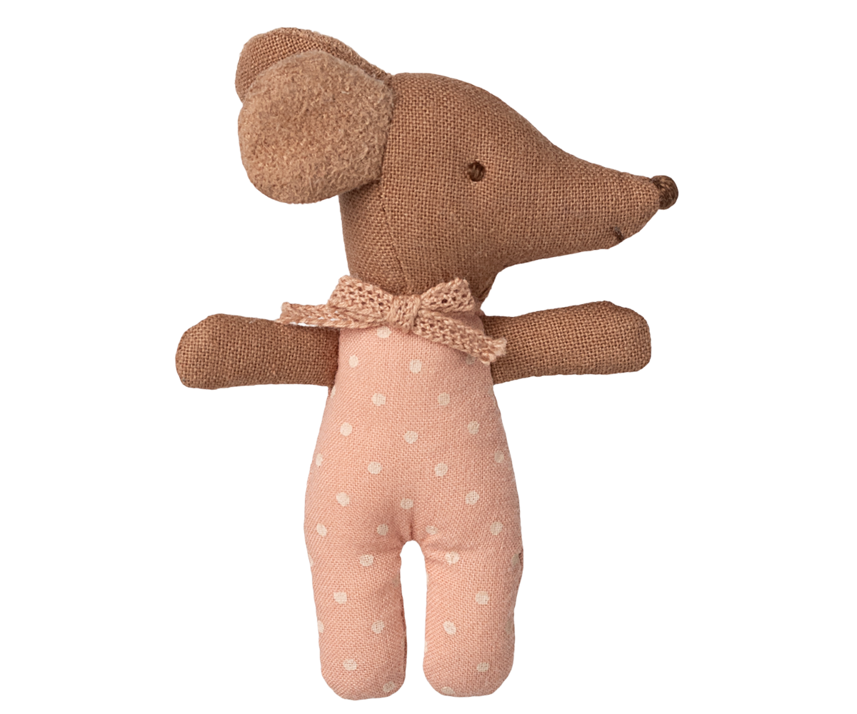 Sleepy Wakey Baby Mouse in Matchbox (Rose)