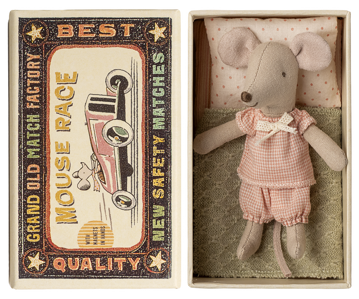 Little Sister Mouse in Matchbox (Gingham)
