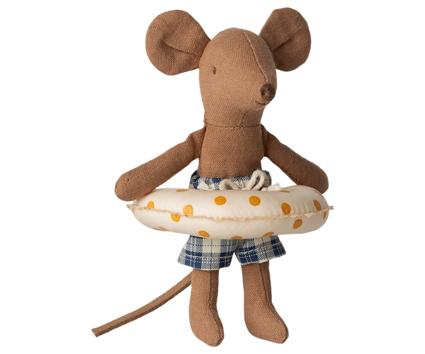 Beach Mouse with Float, Little Brother (Yellow Dots)