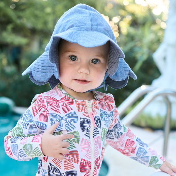 Baby Girls Scallop Sun Hat (Chambray)