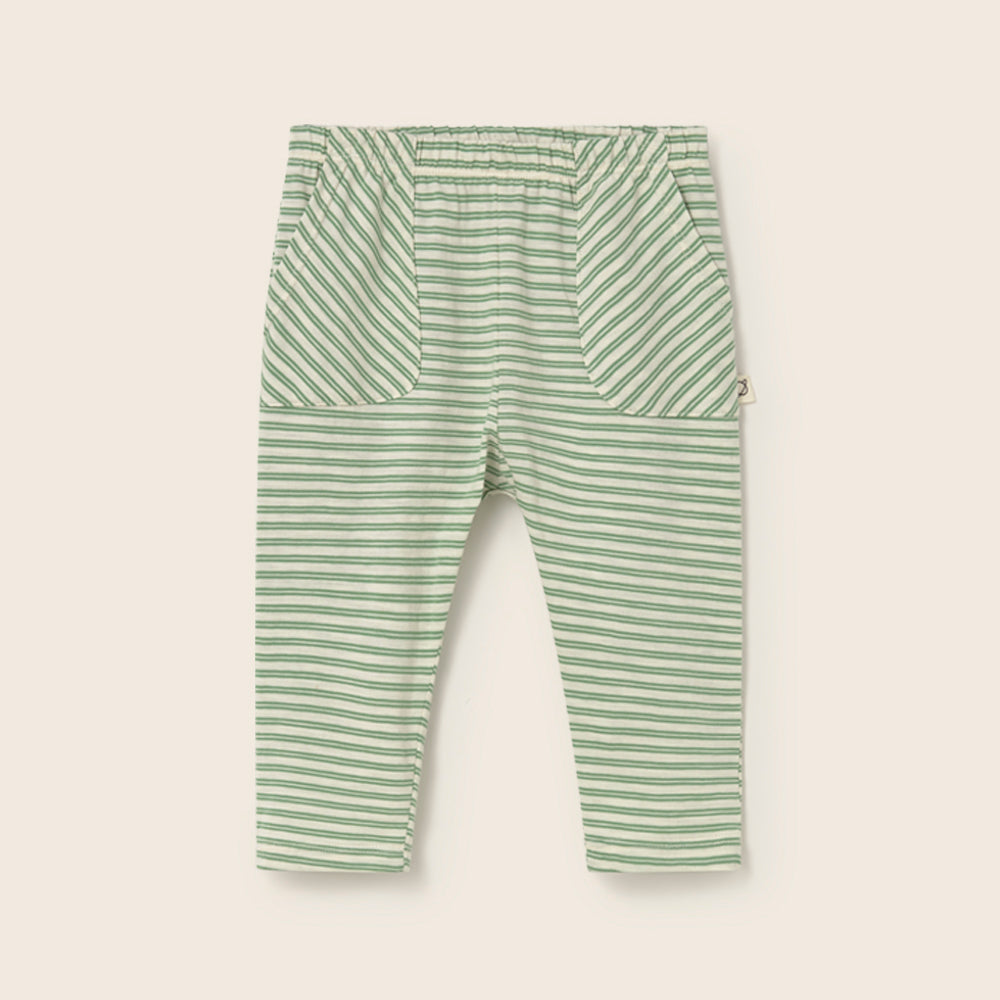 Striped Slub Cotton Pants (Green)