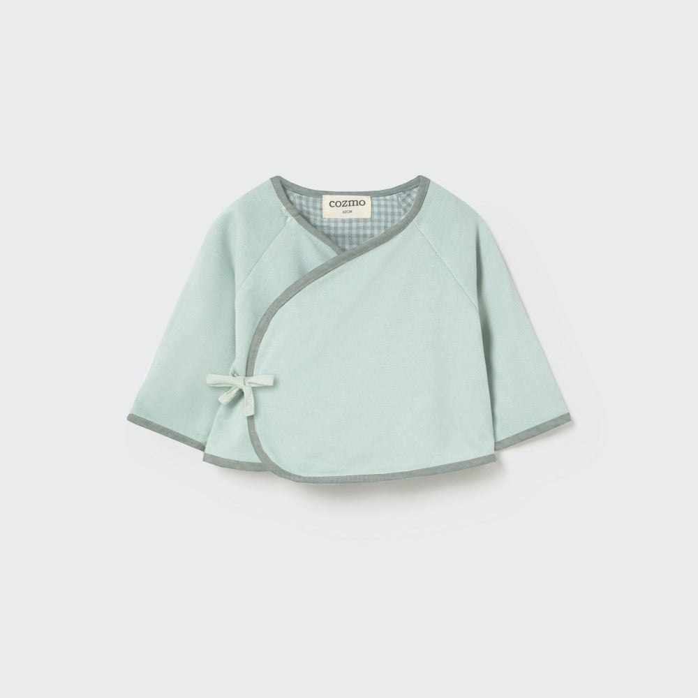 Mini Gingham Flannel Top (Misty Blue)
