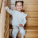 2 PC Girls Long Sleeve Set (Waffle White Floral)