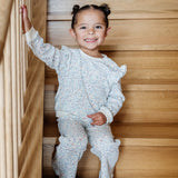 2 PC Girls Long Sleeve Set (Waffle White Floral)