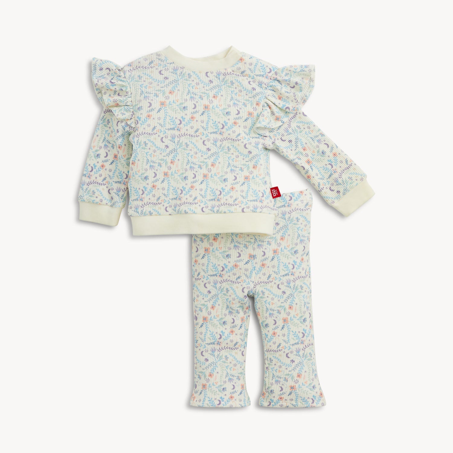 2 PC Girls Long Sleeve Set (Waffle White Floral)