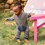 Boys Romper (Waffle Green Stripe)