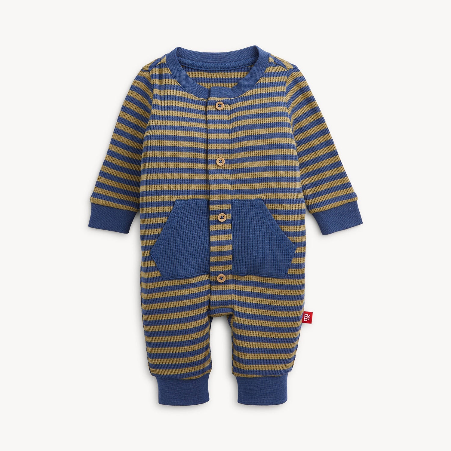 Boys Romper (Waffle Green Stripe)