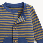 Boys Romper (Waffle Green Stripe)