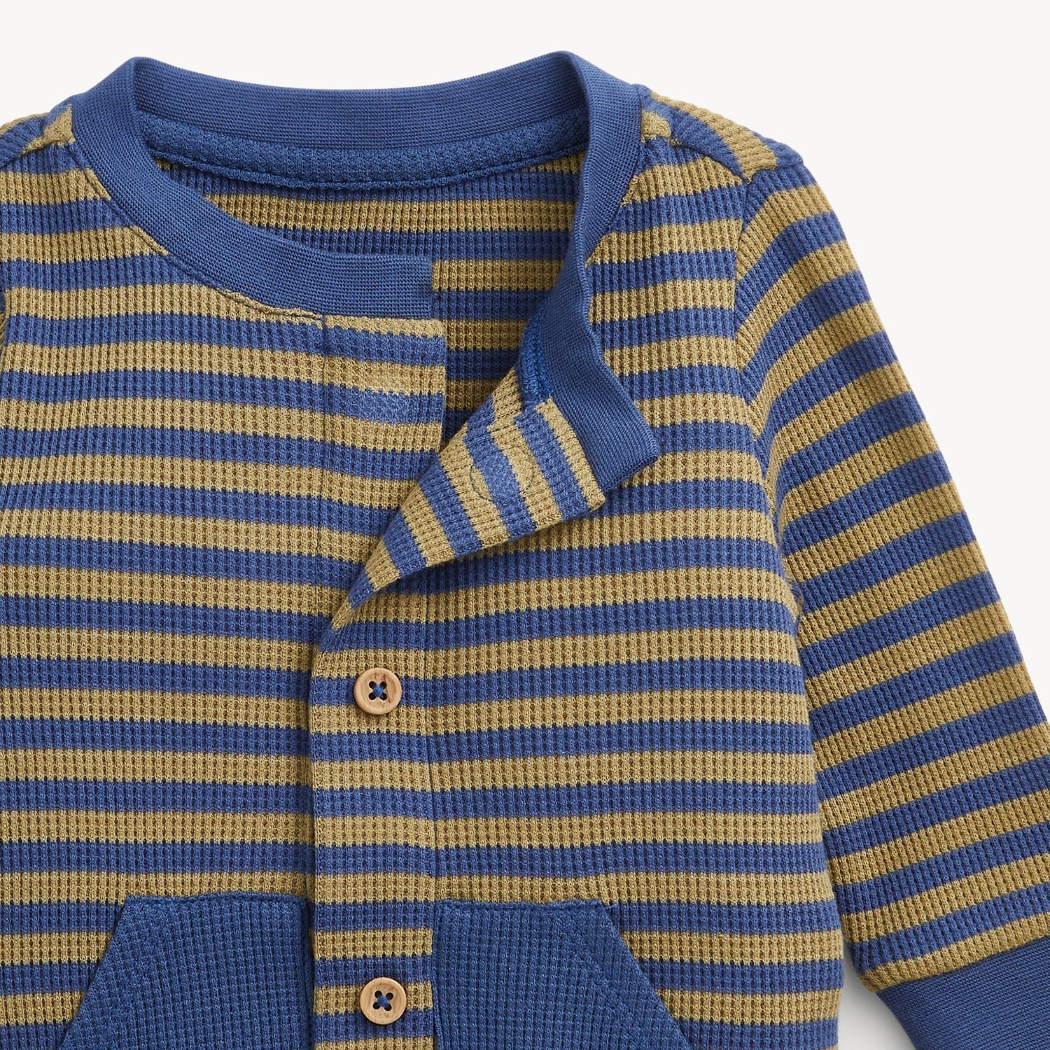 Boys Romper (Waffle Green Stripe)