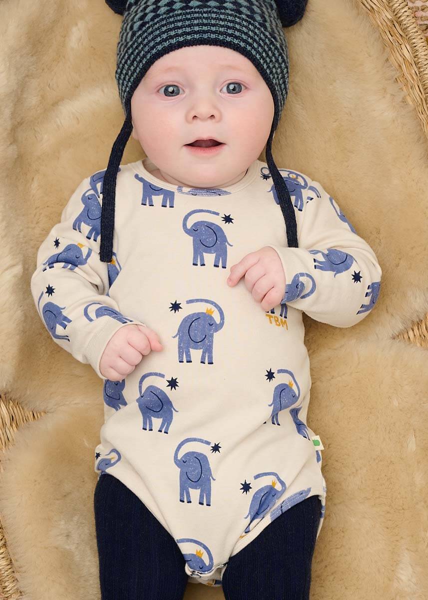 Doodle Organic Cotton Bodysuit (Elephant)