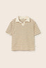 Double-Faced Striped Cotton Polo T-Shirt (Sand)