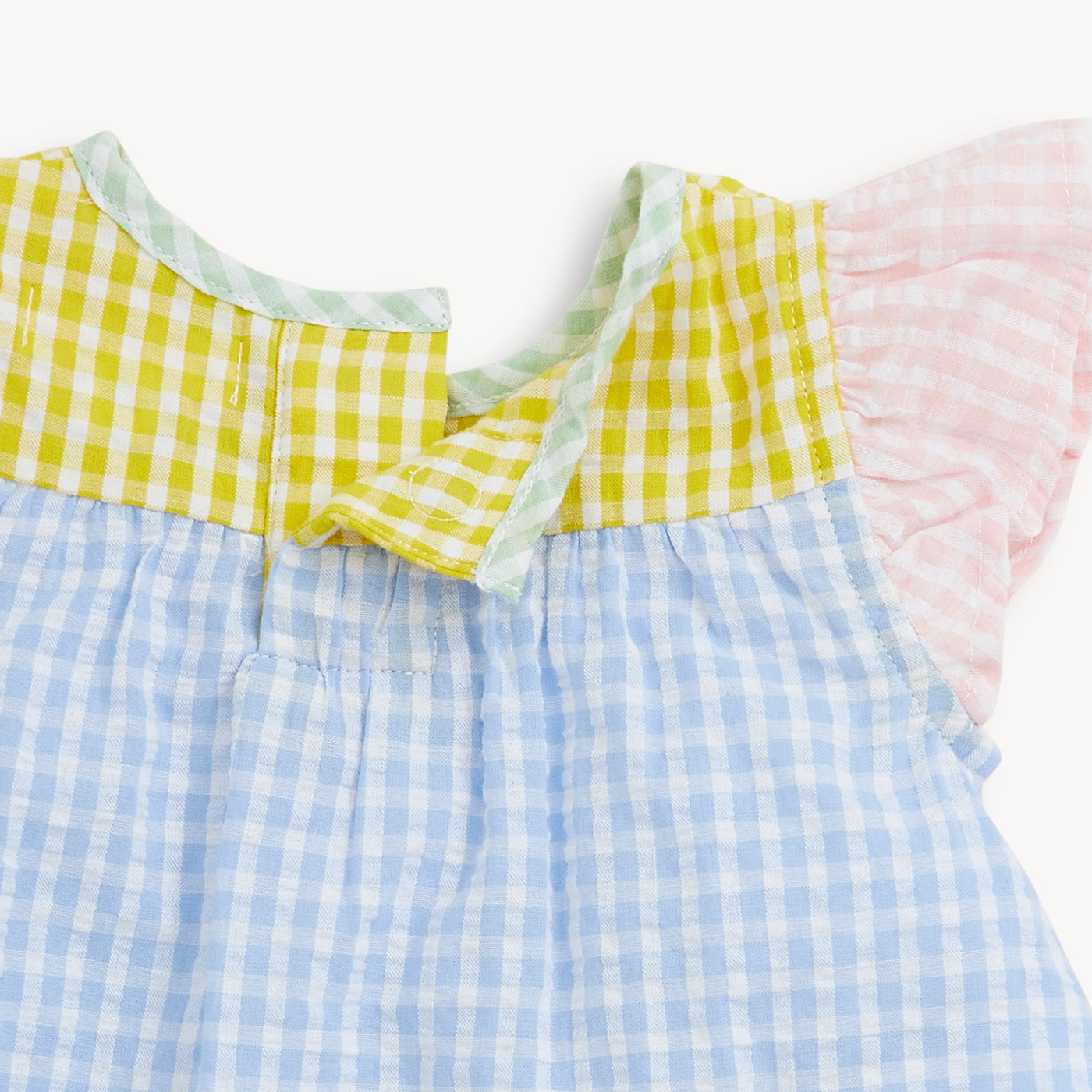 Woven Flutter Sleeve & Short Set (Multi Gingham)
