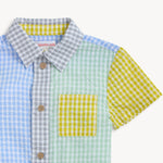 Woven Collar Shirt & Short Set (Multi Gingham)