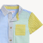 Woven Collar Shirt & Short Set (Multi Gingham)